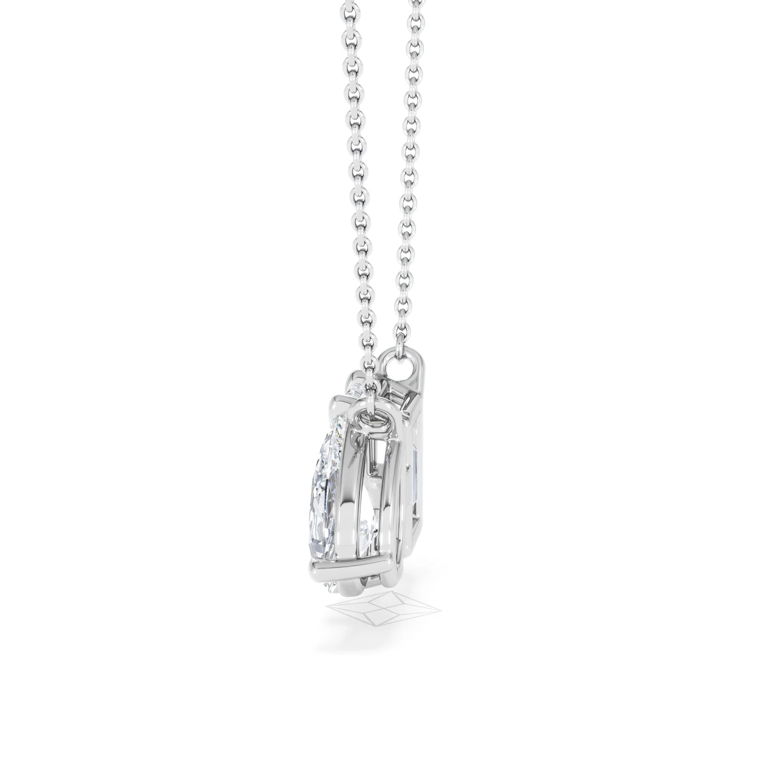 Toi Et Moi 3.00ct Emerald and Pear Cut Lab Diamond 2 Stone Necklace in 18K White Gold - Image 67