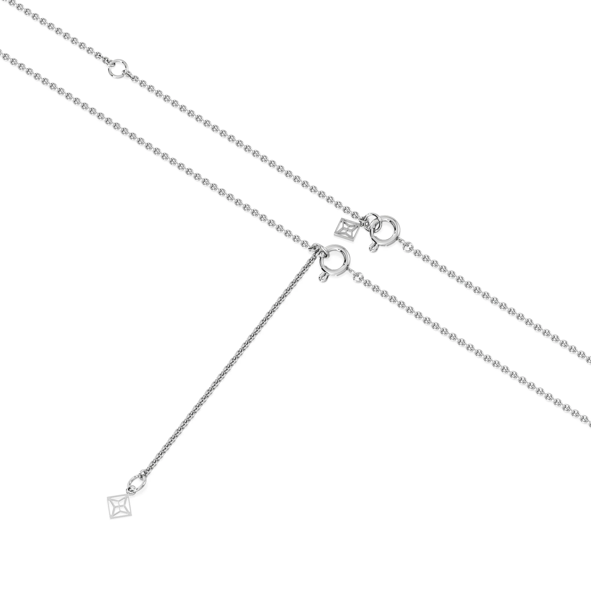 Toi Et Moi 3.00ct Emerald and Pear Cut Lab Diamond 2 Stone Necklace in 18K White Gold - Image 7