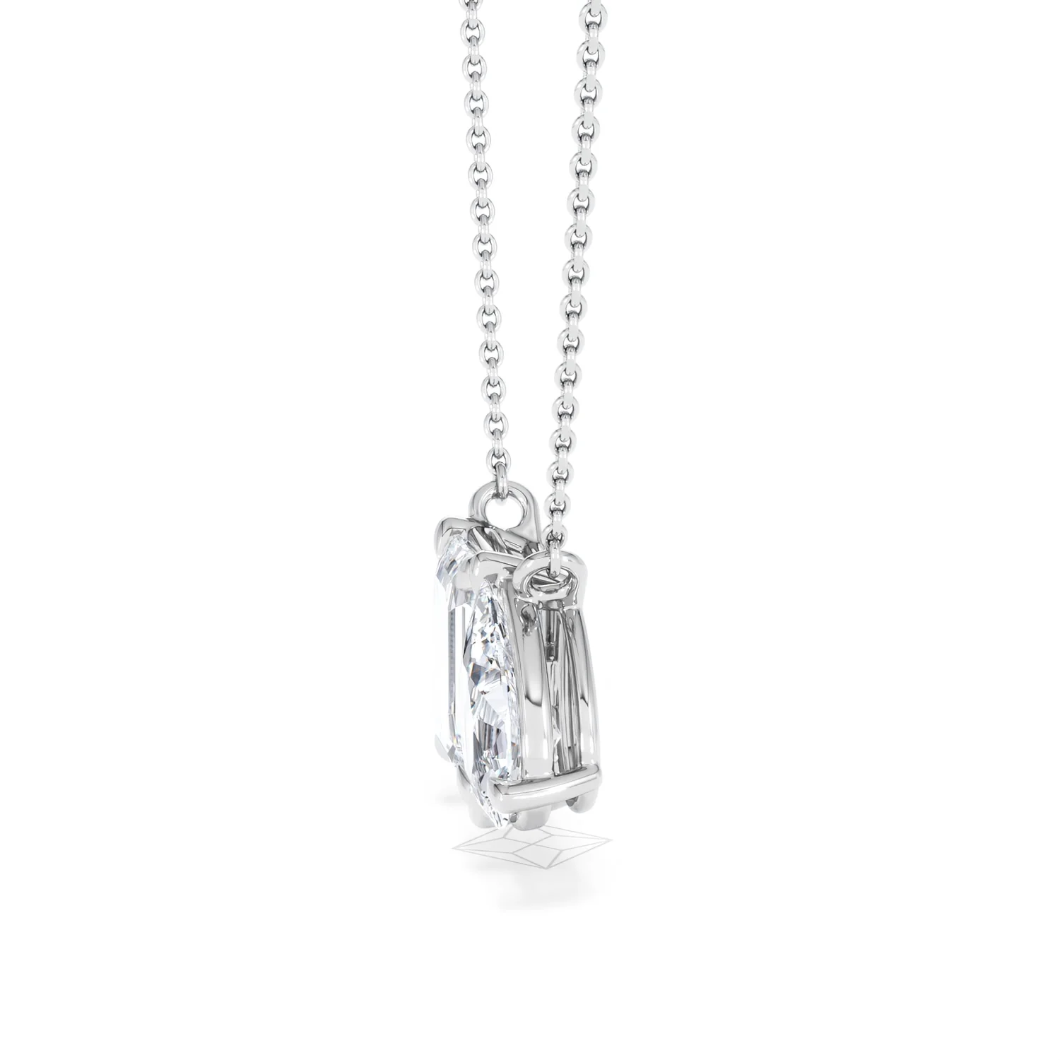Toi Et Moi 3.00ct Emerald and Pear Cut Lab Diamond 2 Stone Necklace in 18K White Gold - Image 71
