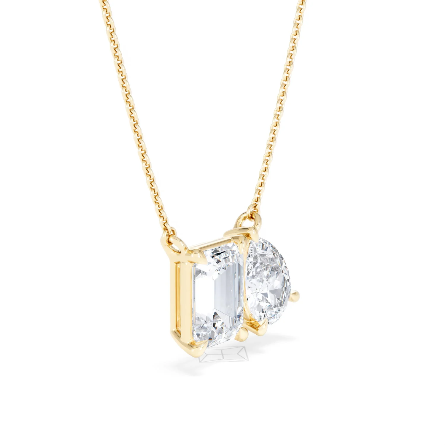 Toi Et Moi 3.00ct Emerald and Pear Cut Lab Diamond 2 Stone Necklace in 18K Yellow Gold - Image 20