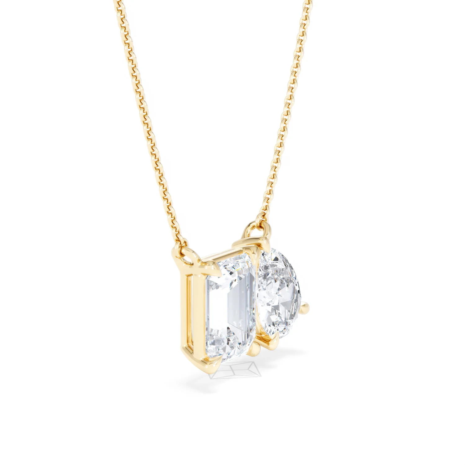 Toi Et Moi 3.00ct Emerald and Pear Cut Lab Diamond 2 Stone Necklace in 18K Yellow Gold - Image 21