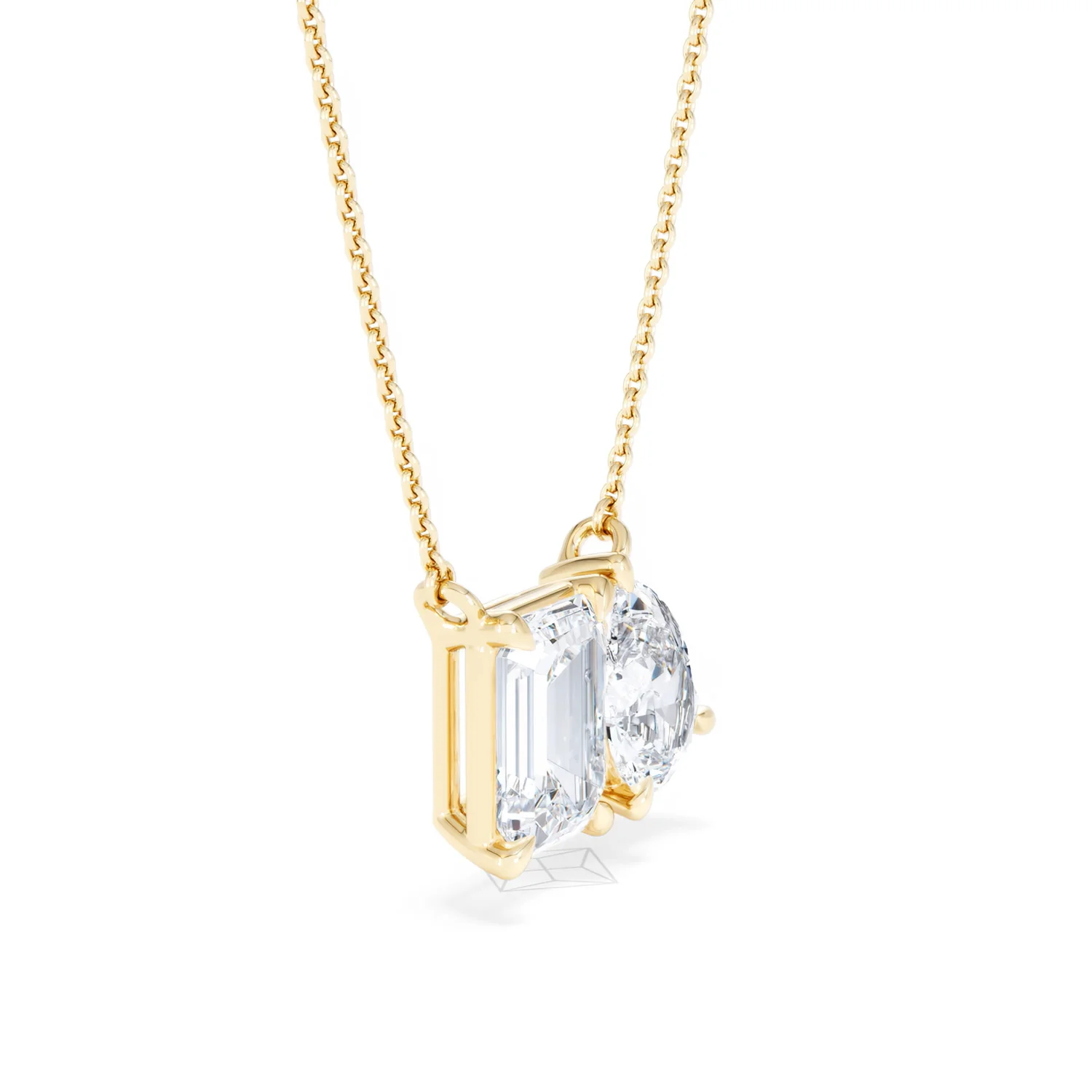 Toi Et Moi 3.00ct Emerald and Pear Cut Lab Diamond 2 Stone Necklace in 18K Yellow Gold - Image 22