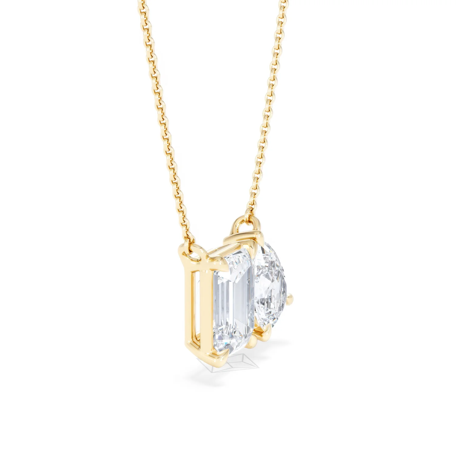Toi Et Moi 3.00ct Emerald and Pear Cut Lab Diamond 2 Stone Necklace in 18K Yellow Gold - Image 23