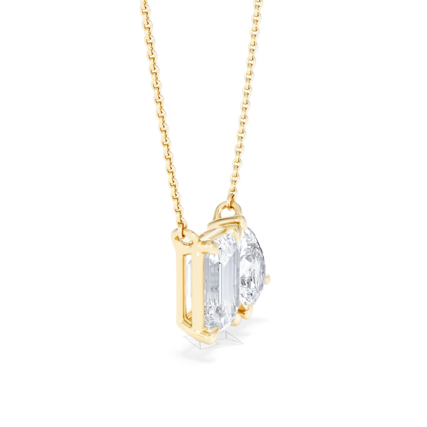Toi Et Moi 3.00ct Emerald and Pear Cut Lab Diamond 2 Stone Necklace in 18K Yellow Gold - Image 24