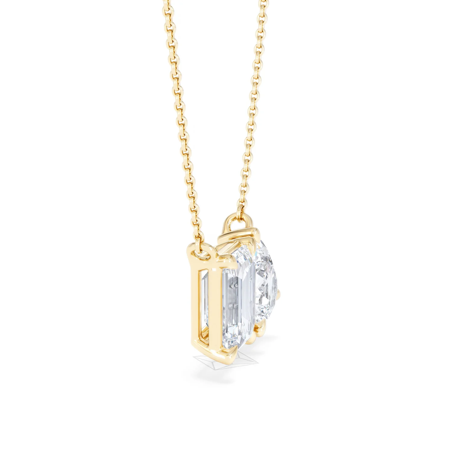 Toi Et Moi 3.00ct Emerald and Pear Cut Lab Diamond 2 Stone Necklace in 18K Yellow Gold - Image 25