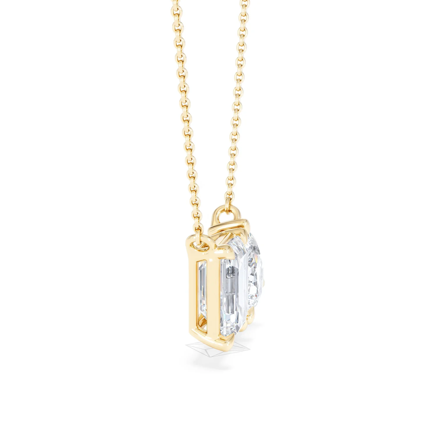 Toi Et Moi 3.00ct Emerald and Pear Cut Lab Diamond 2 Stone Necklace in 18K Yellow Gold - Image 26