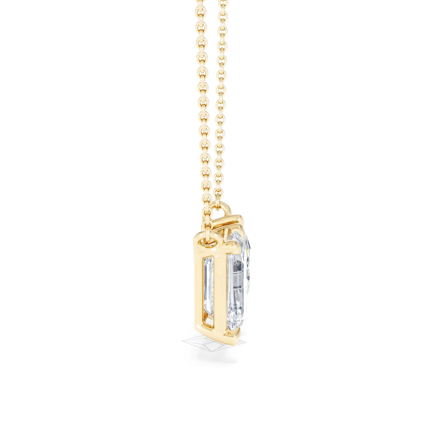 Toi Et Moi 3.00ct Emerald and Pear Cut Lab Diamond 2 Stone Necklace in 18K Yellow Gold - Image 28