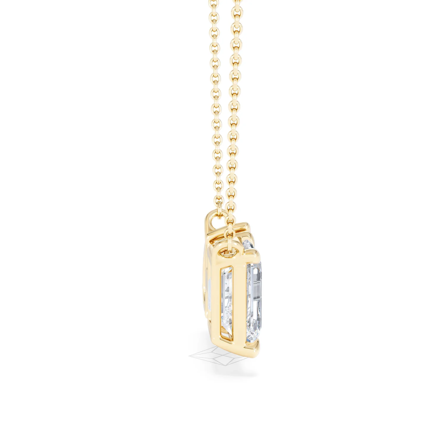 Toi Et Moi 3.00ct Emerald and Pear Cut Lab Diamond 2 Stone Necklace in 18K Yellow Gold - Image 30