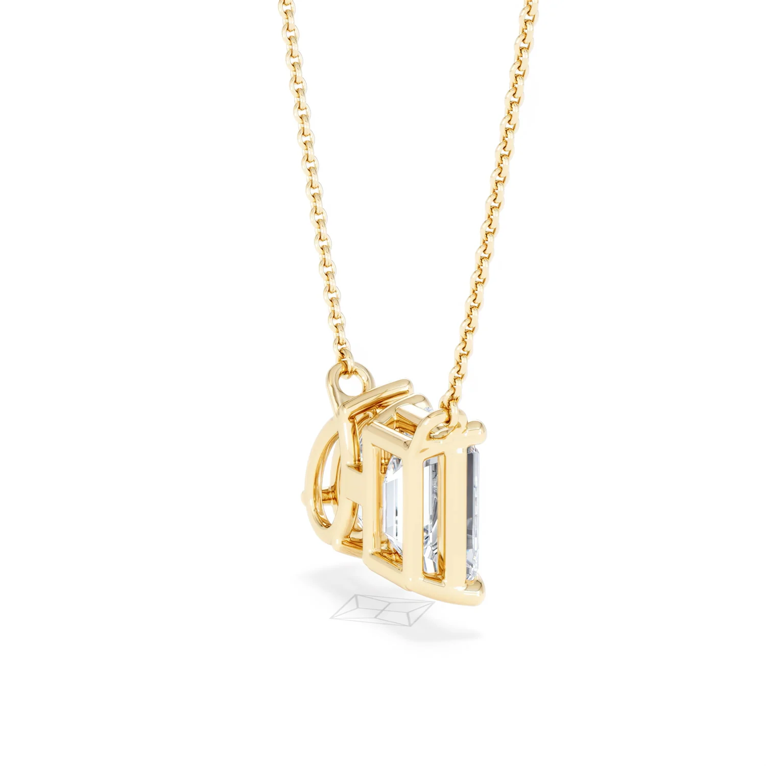Toi Et Moi 3.00ct Emerald and Pear Cut Lab Diamond 2 Stone Necklace in 18K Yellow Gold - Image 35