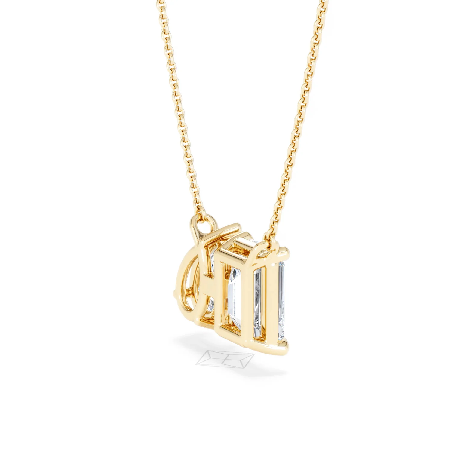 Toi Et Moi 3.00ct Emerald and Pear Cut Lab Diamond 2 Stone Necklace in 18K Yellow Gold - Image 36