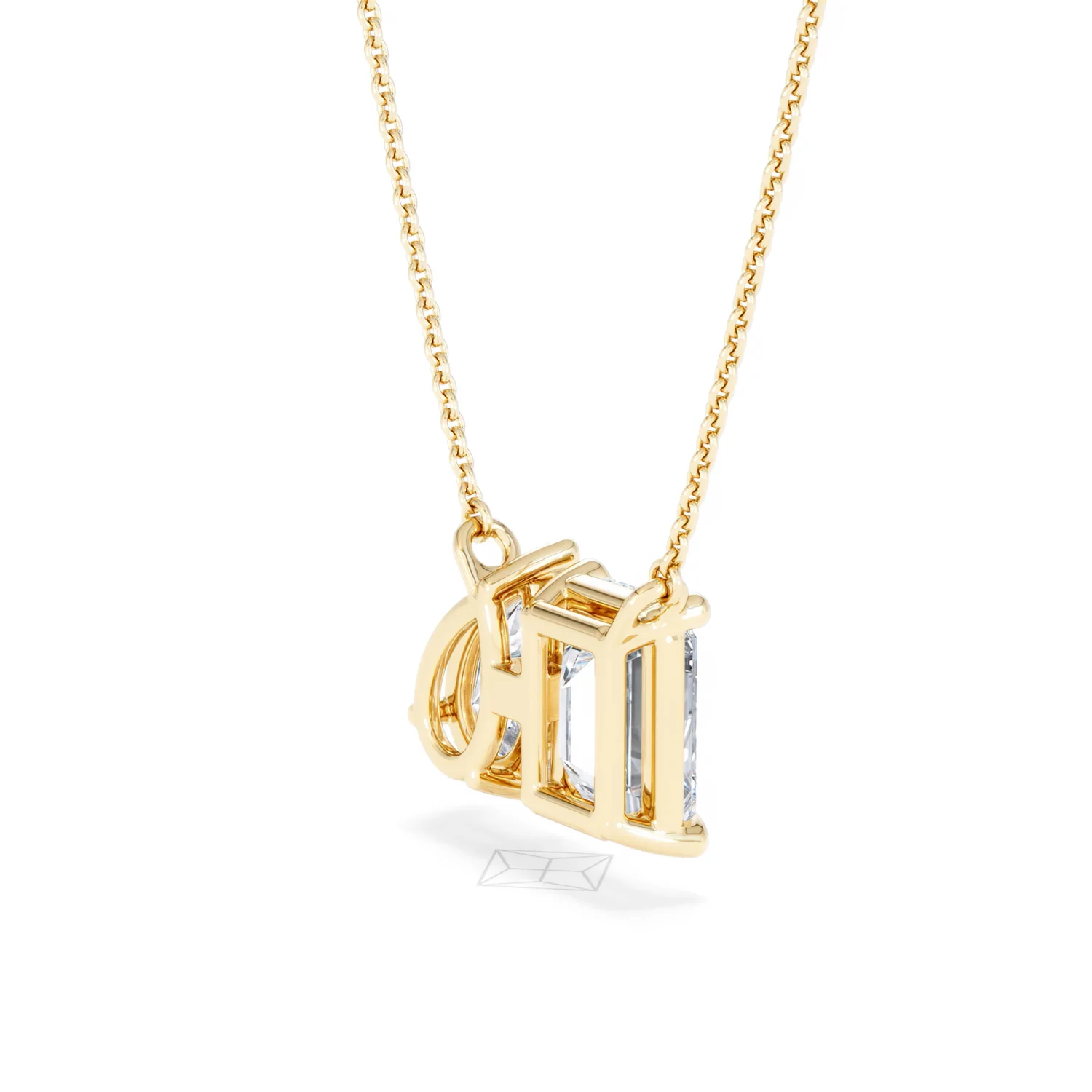 Toi Et Moi 3.00ct Emerald and Pear Cut Lab Diamond 2 Stone Necklace in 18K Yellow Gold - Image 37