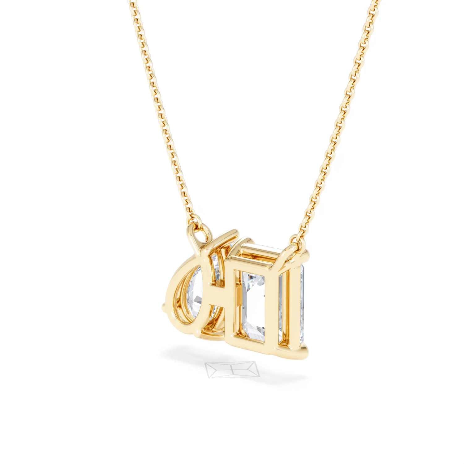 Toi Et Moi 3.00ct Emerald and Pear Cut Lab Diamond 2 Stone Necklace in 18K Yellow Gold - Image 40