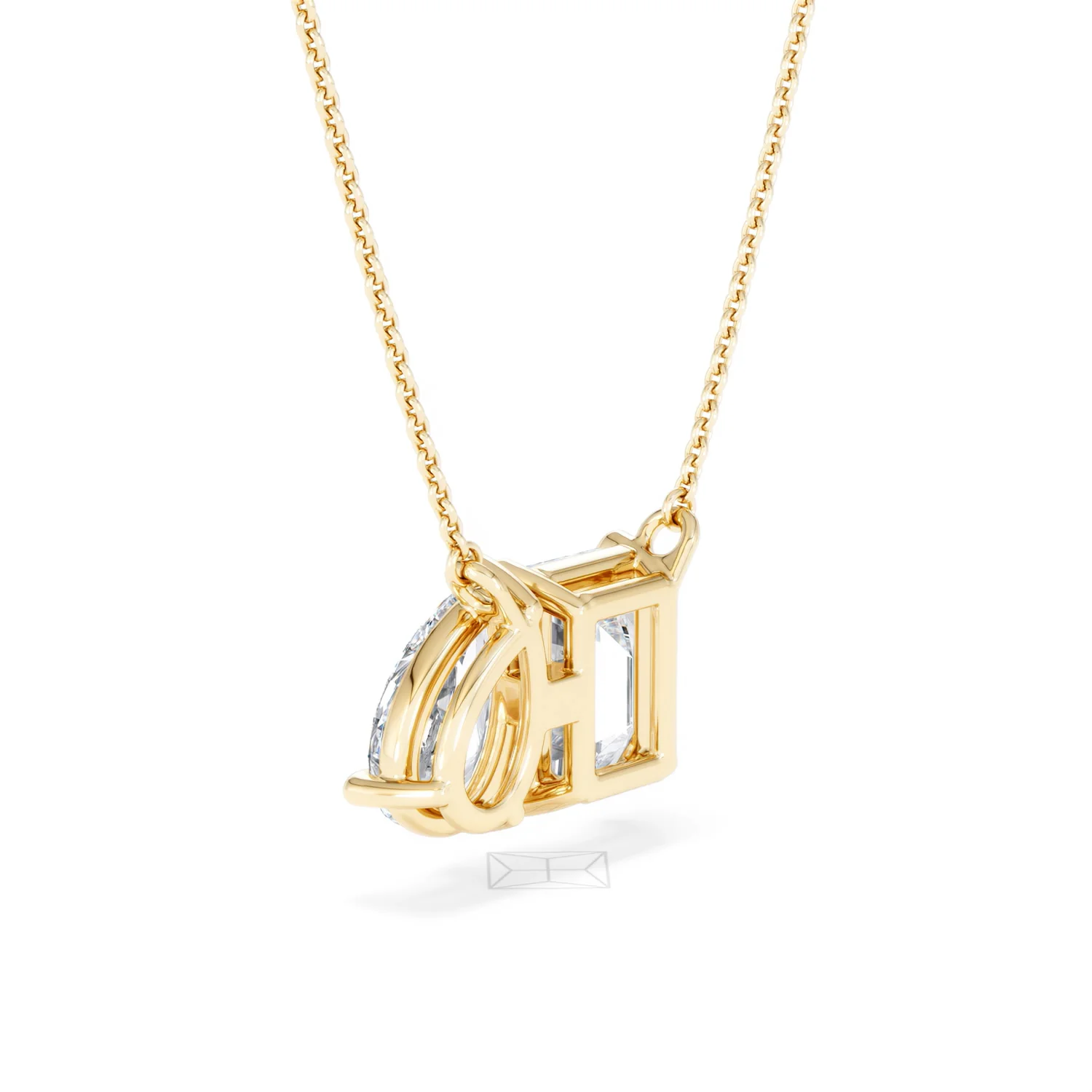 Toi Et Moi 3.00ct Emerald and Pear Cut Lab Diamond 2 Stone Necklace in 18K Yellow Gold - Image 59