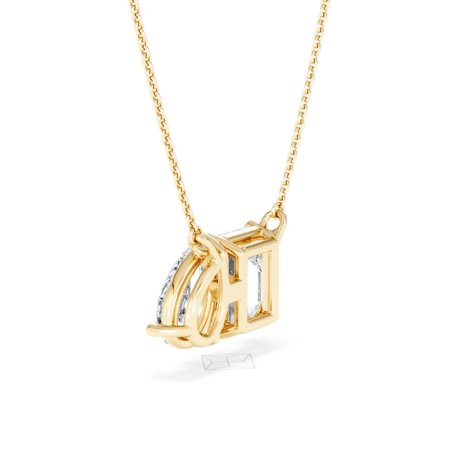 Toi Et Moi 3.00ct Emerald and Pear Cut Lab Diamond 2 Stone Necklace in 18K Yellow Gold - Image 60