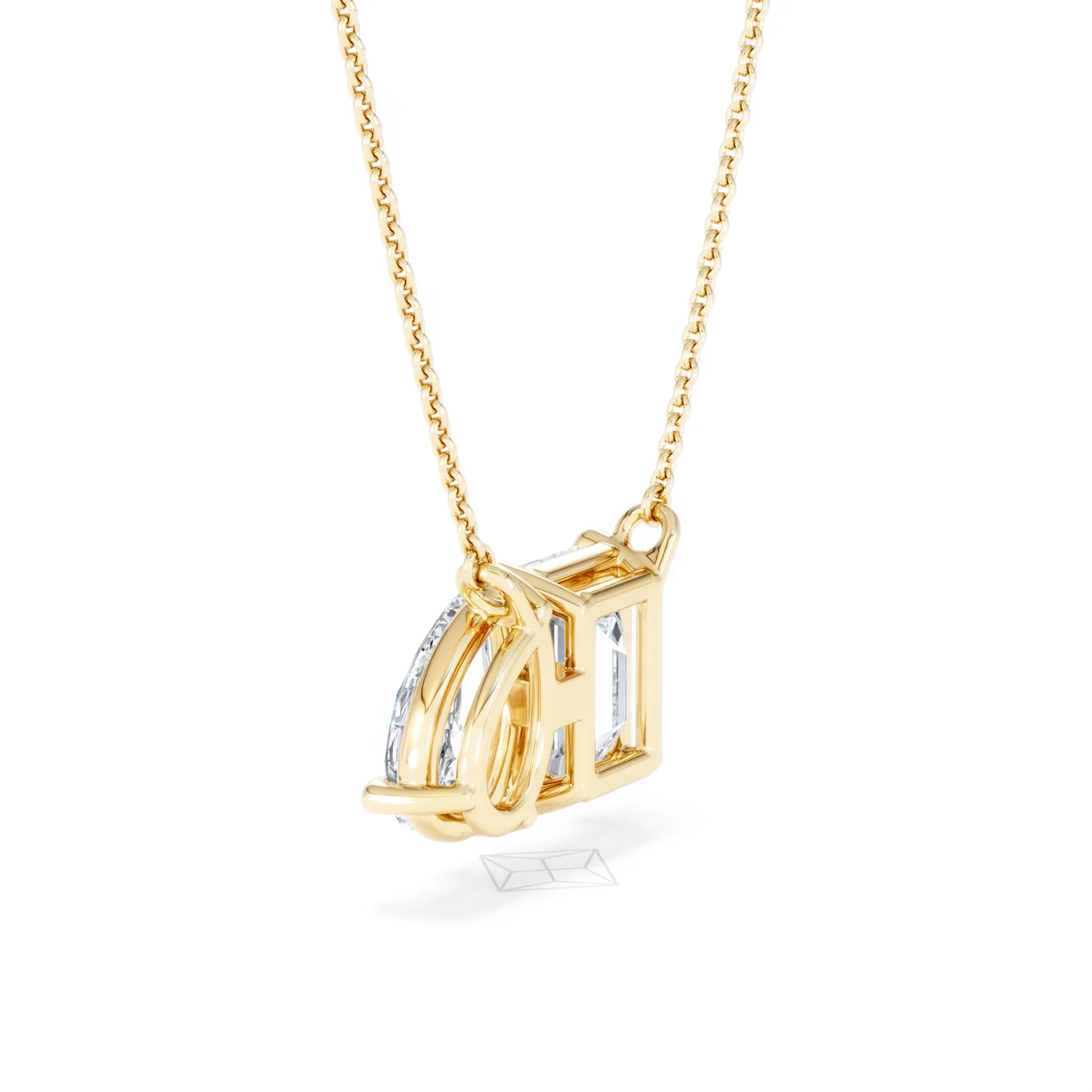 Toi Et Moi 3.00ct Emerald and Pear Cut Lab Diamond 2 Stone Necklace in 18K Yellow Gold - Image 61