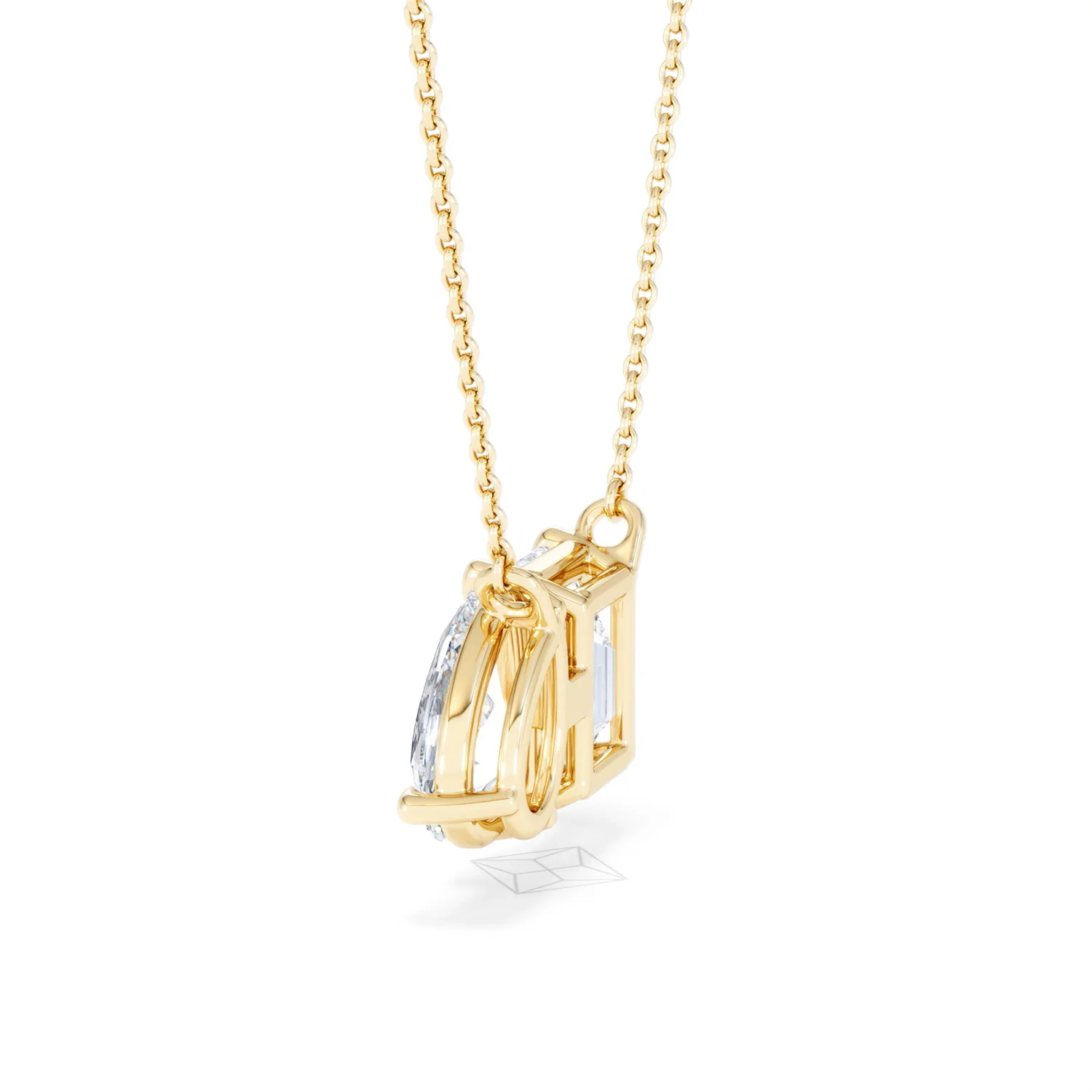 Toi Et Moi 3.00ct Emerald and Pear Cut Lab Diamond 2 Stone Necklace in 18K Yellow Gold - Image 64