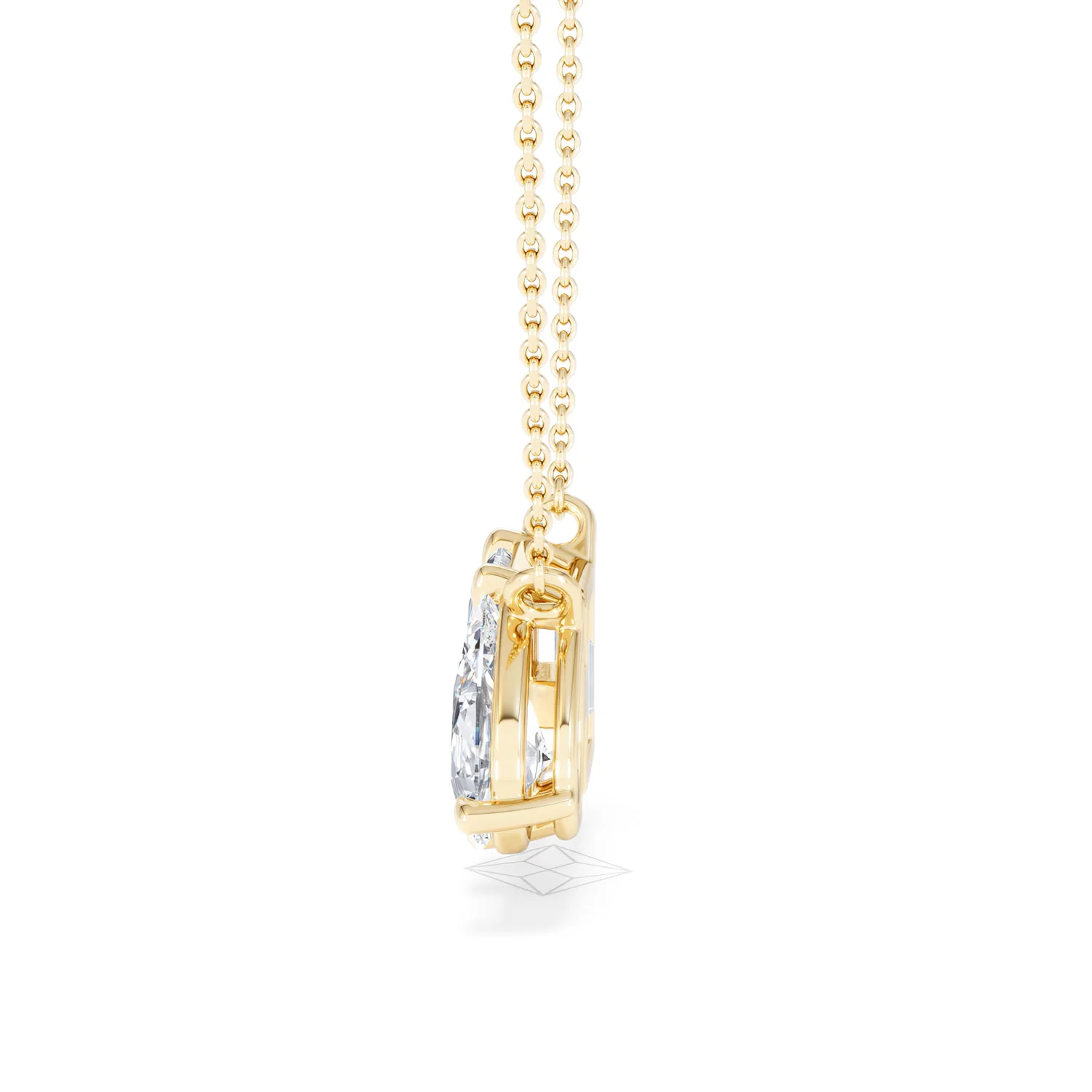 Toi Et Moi 3.00ct Emerald and Pear Cut Lab Diamond 2 Stone Necklace in 18K Yellow Gold - Image 68