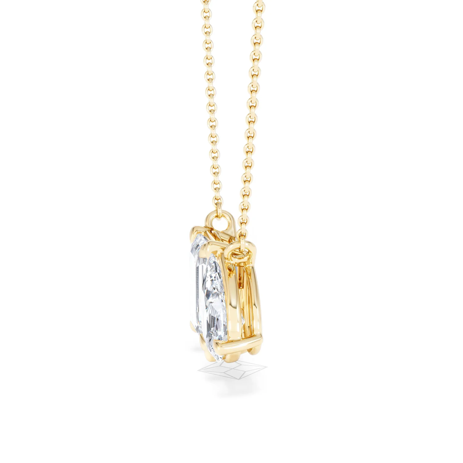 Toi Et Moi 3.00ct Emerald and Pear Cut Lab Diamond 2 Stone Necklace in 18K Yellow Gold - Image 71