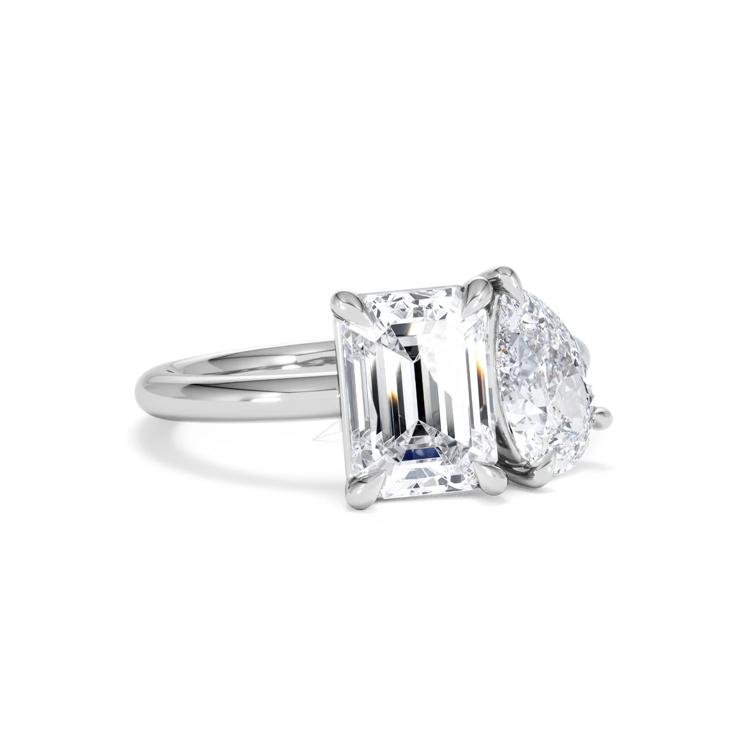 Toi Et Moi 3.00ct Emerald and Pear Cut Lab Diamond Engagement Ring in Platinum - Image 13