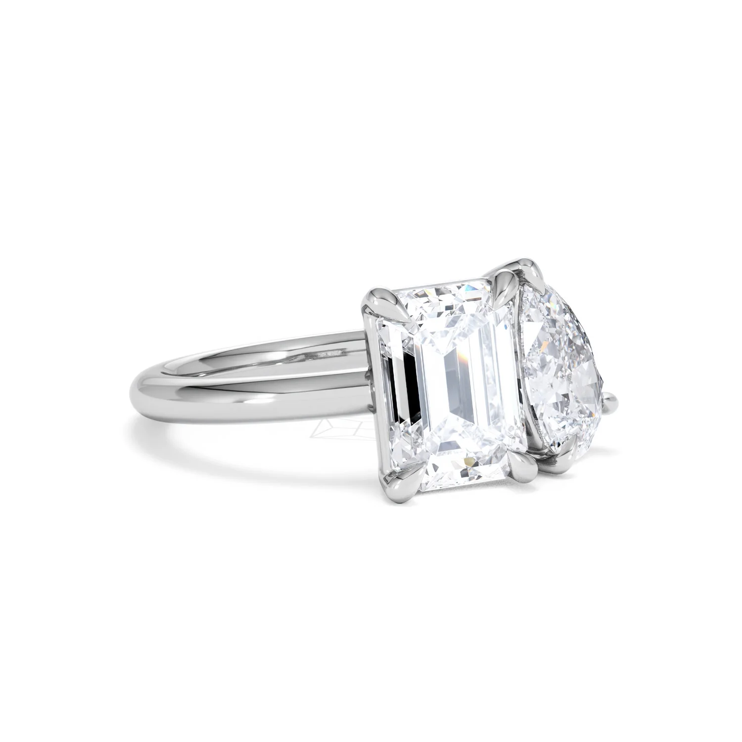 Toi Et Moi 3.00ct Emerald and Pear Cut Lab Diamond Engagement Ring in Platinum - Image 15