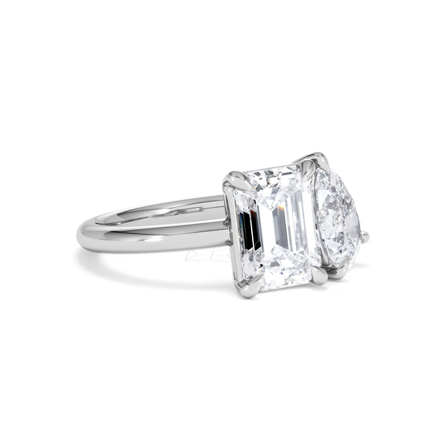 Toi Et Moi 3.00ct Emerald and Pear Cut Lab Diamond Engagement Ring in Platinum - Image 16