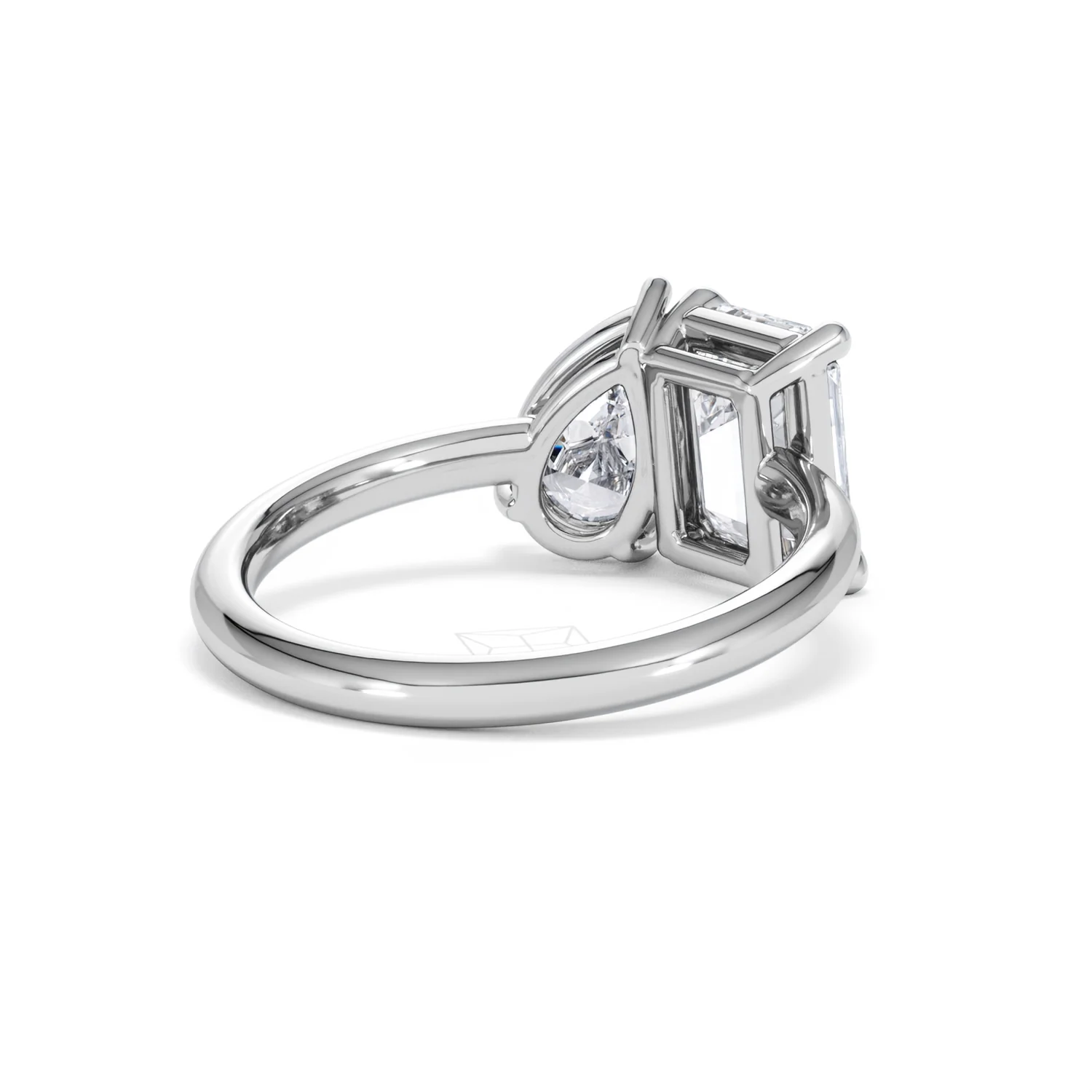 Toi Et Moi 3.00ct Emerald and Pear Cut Lab Diamond Engagement Ring in Platinum - Image 40