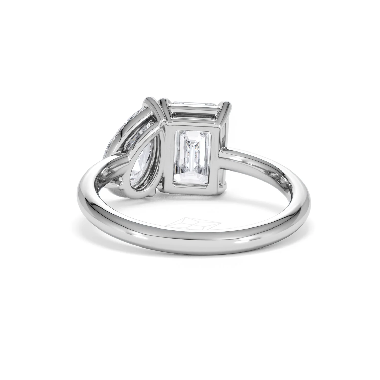 Toi Et Moi 3.00ct Emerald and Pear Cut Lab Diamond Engagement Ring in Platinum - Image 50