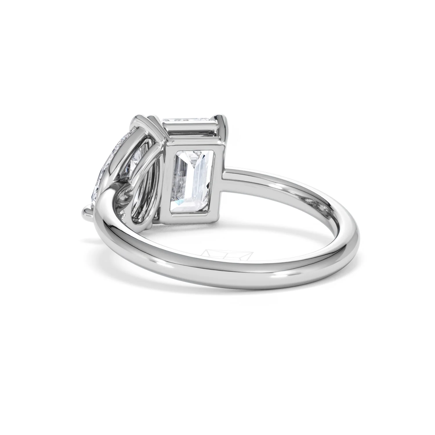 Toi Et Moi 3.00ct Emerald and Pear Cut Lab Diamond Engagement Ring in Platinum - Image 54