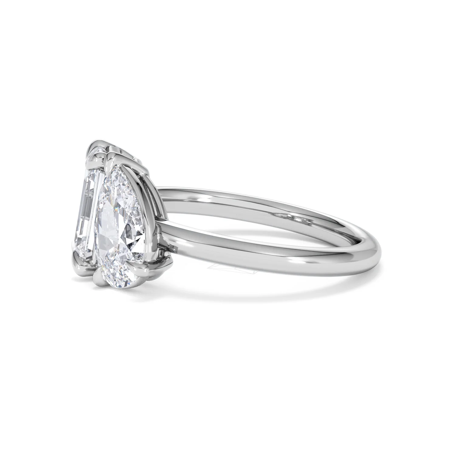 Toi Et Moi 3.00ct Emerald and Pear Cut Lab Diamond Engagement Ring in Platinum - Image 71