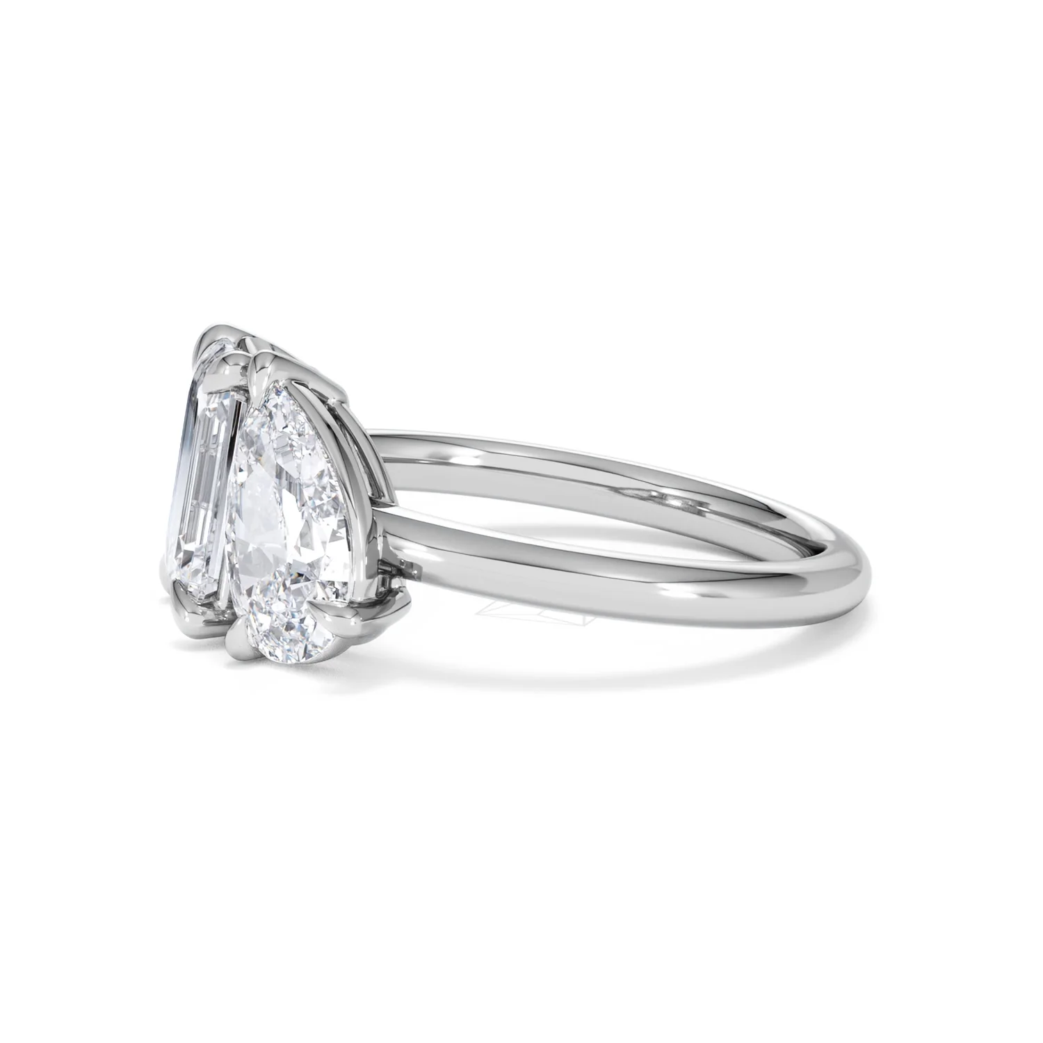 Toi Et Moi 3.00ct Emerald and Pear Cut Lab Diamond Engagement Ring in Platinum - Image 72