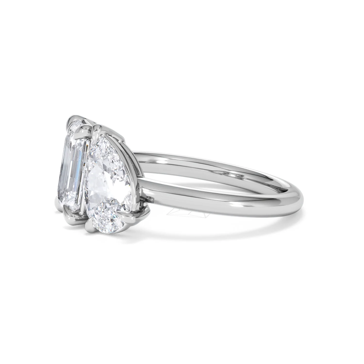 Toi Et Moi 3.00ct Emerald and Pear Cut Lab Diamond Engagement Ring in Platinum - Image 73