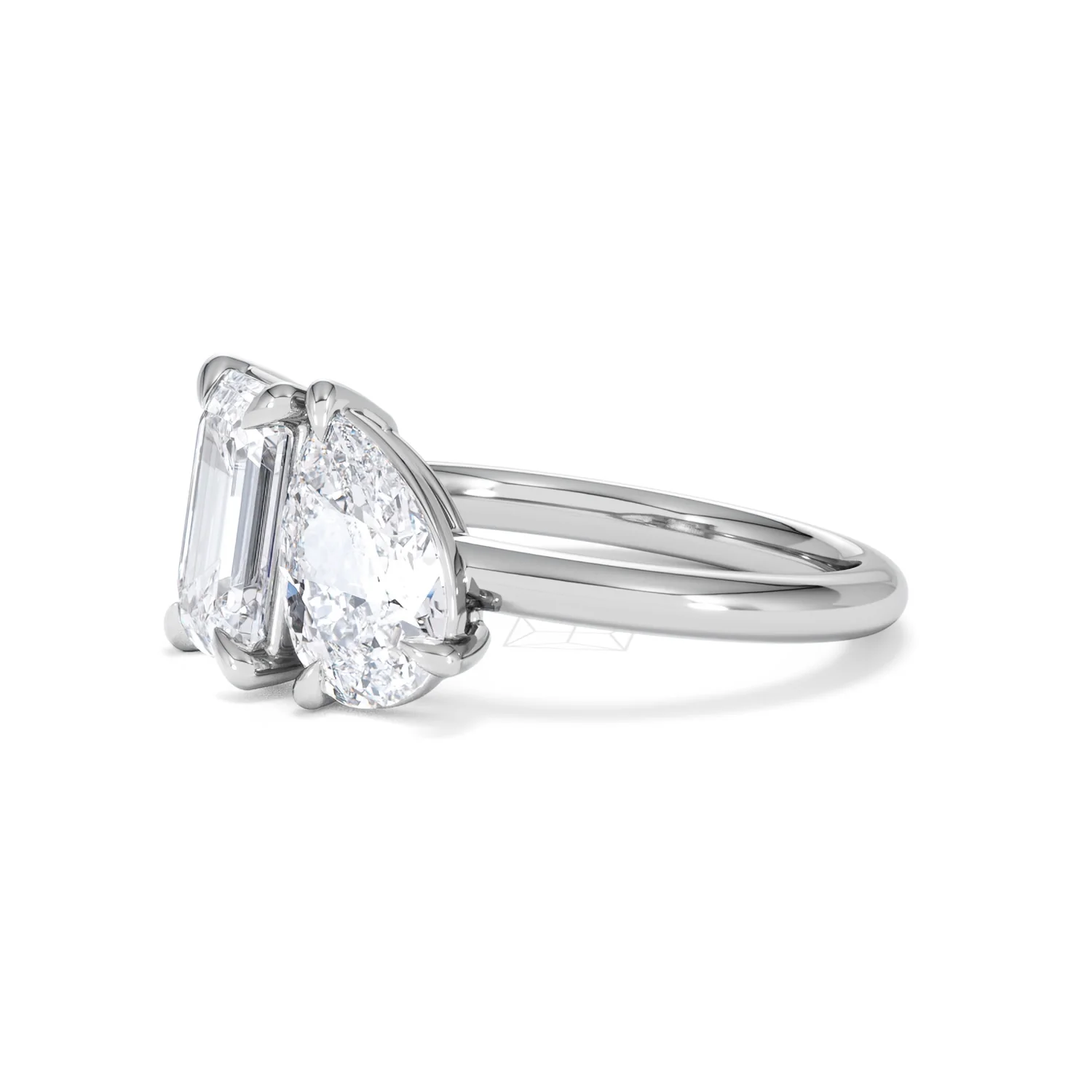 Toi Et Moi 3.00ct Emerald and Pear Cut Lab Diamond Engagement Ring in Platinum - Image 75