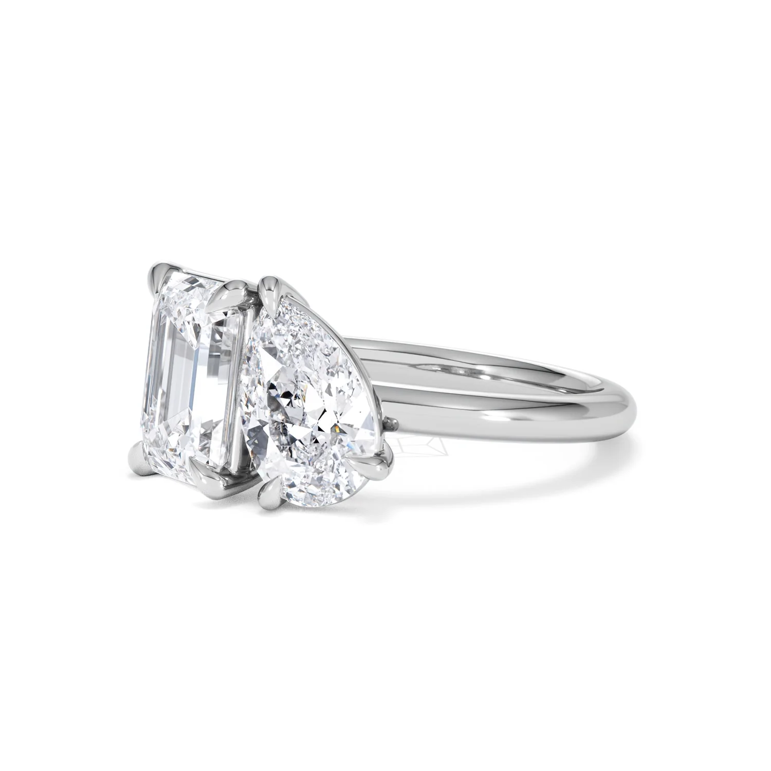 Toi Et Moi 3.00ct Emerald and Pear Cut Lab Diamond Engagement Ring in Platinum - Image 78