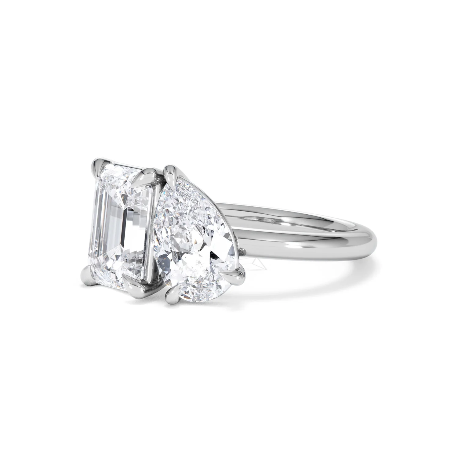 Toi Et Moi 3.00ct Emerald and Pear Cut Lab Diamond Engagement Ring in Platinum - Image 79