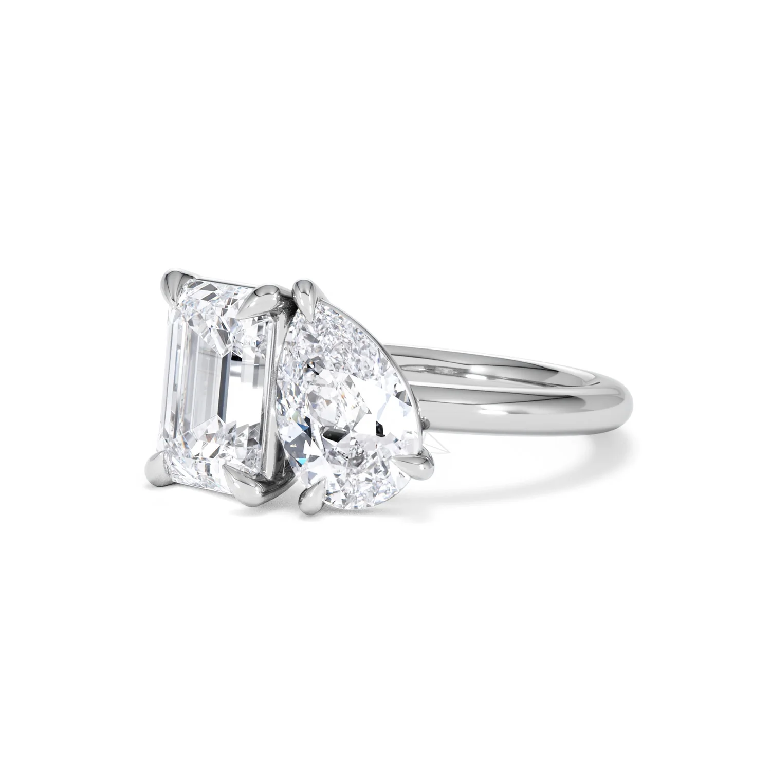 Toi Et Moi 3.00ct Emerald and Pear Cut Lab Diamond Engagement Ring in Platinum - Image 80