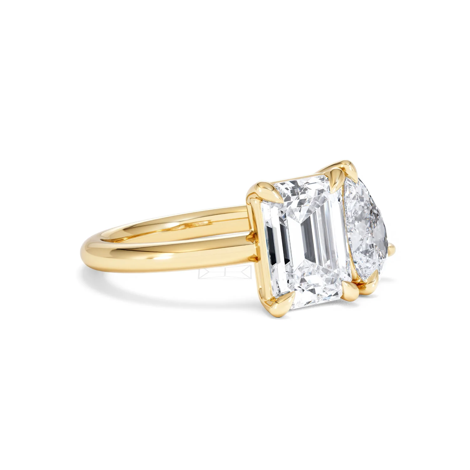 Toi Et Moi 3.00ct Emeraldand Pear Cut Lab Diamond Engagement Ring in 18K Yellow Gold - Image 19