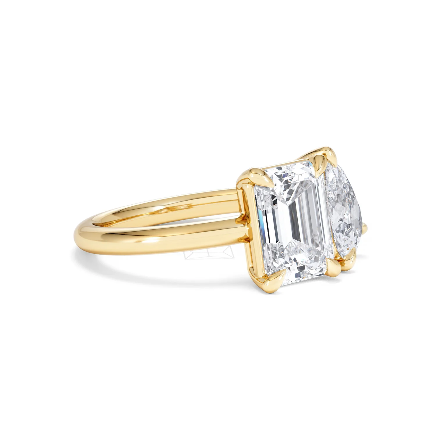 Toi Et Moi 3.00ct Emeraldand Pear Cut Lab Diamond Engagement Ring in 18K Yellow Gold - Image 20