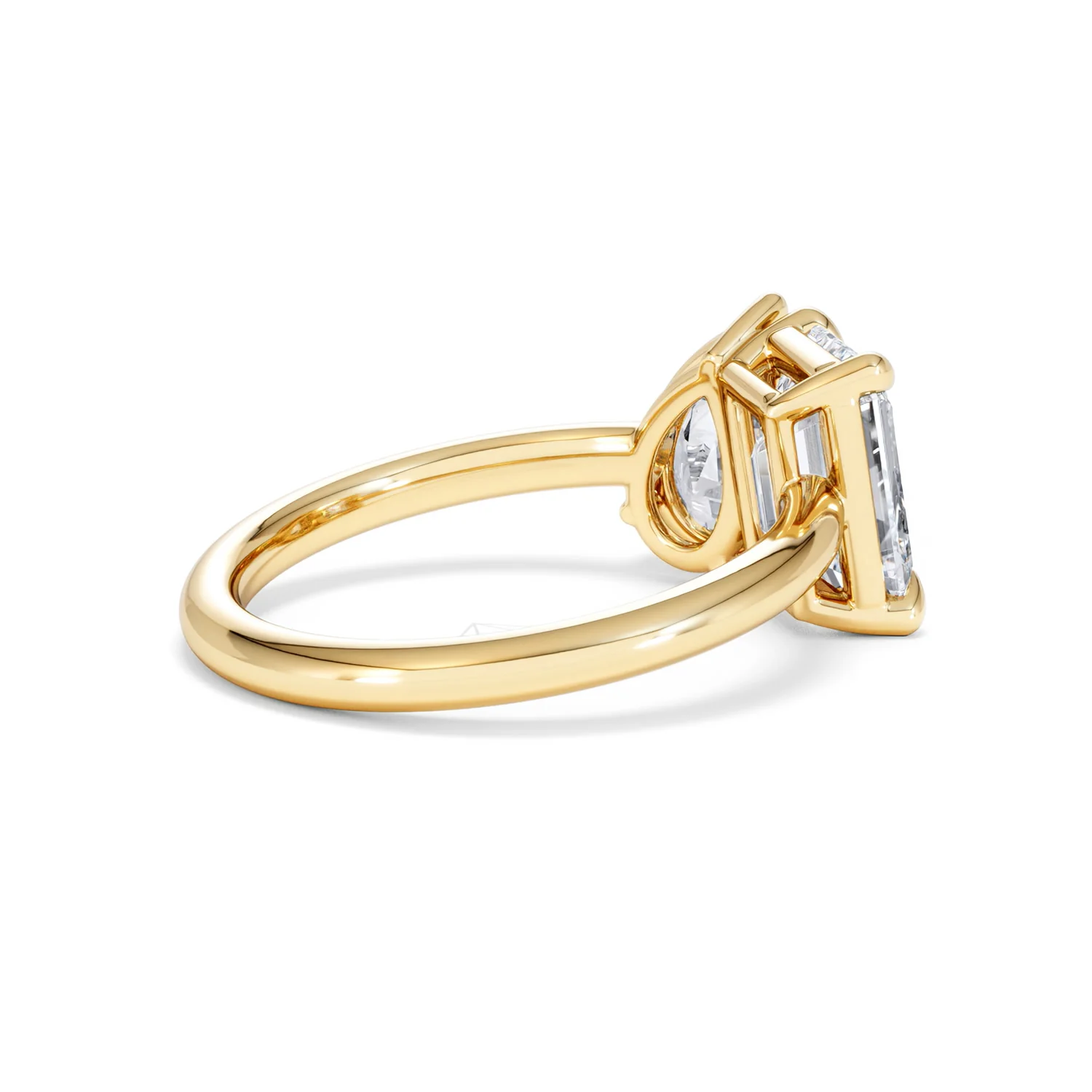 Toi Et Moi 3.00ct Emeraldand Pear Cut Lab Diamond Engagement Ring in 18K Yellow Gold - Image 36