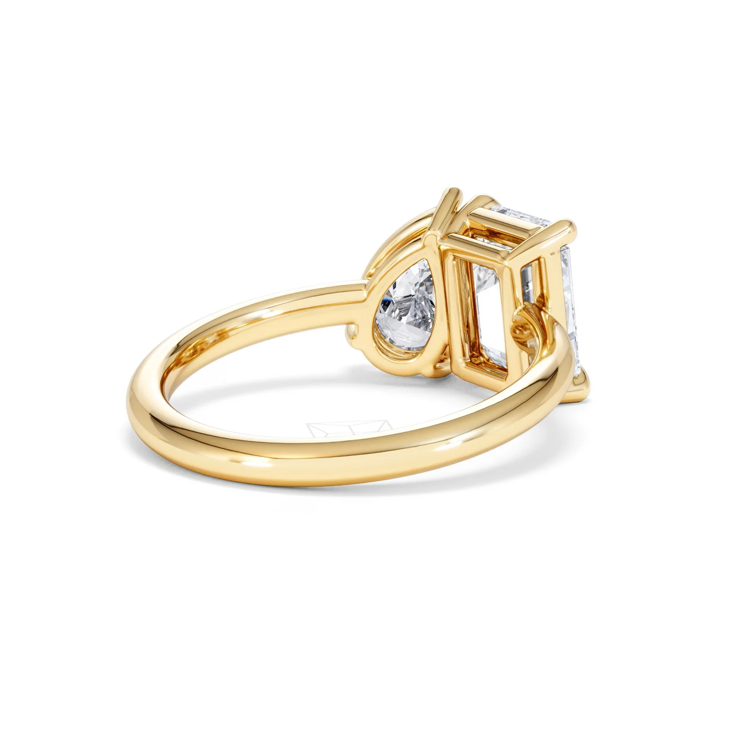 Toi Et Moi 3.00ct Emeraldand Pear Cut Lab Diamond Engagement Ring in 18K Yellow Gold - Image 41