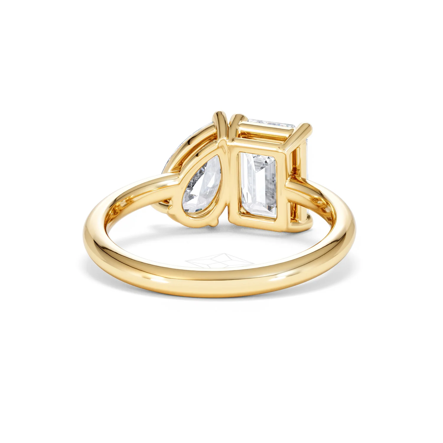 Toi Et Moi 3.00ct Emeraldand Pear Cut Lab Diamond Engagement Ring in 18K Yellow Gold - Image 47