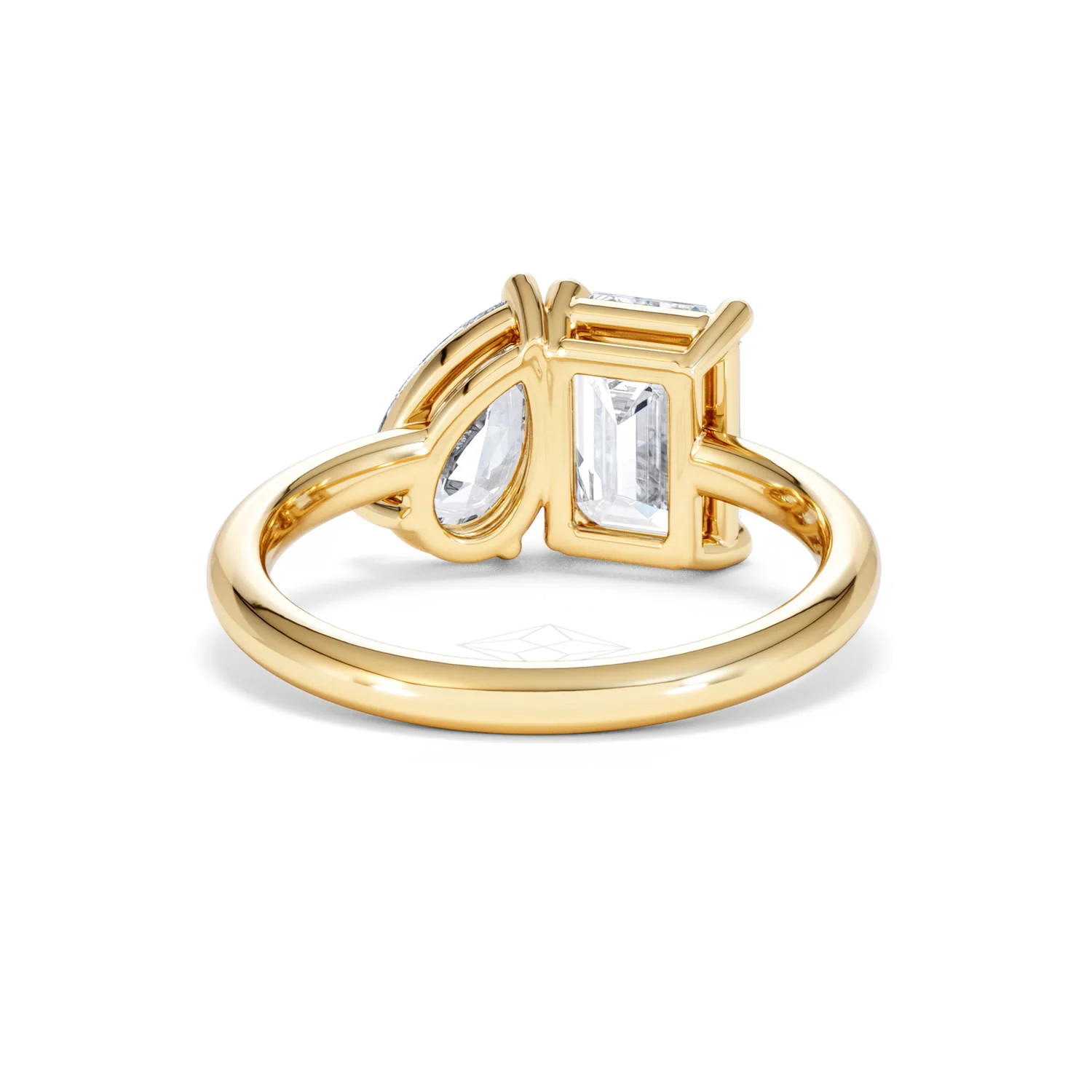 Toi Et Moi 3.00ct Emeraldand Pear Cut Lab Diamond Engagement Ring in 18K Yellow Gold - Image 48