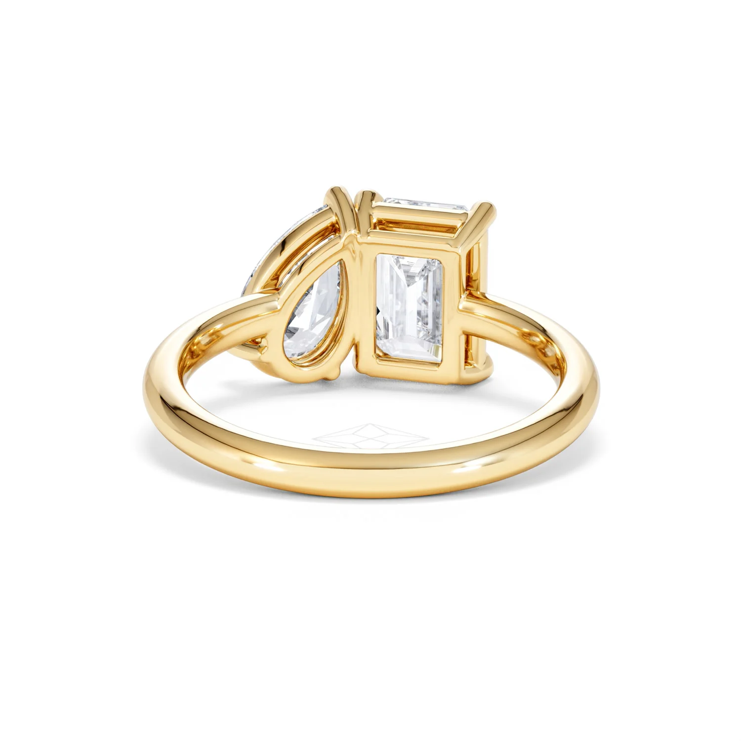 Toi Et Moi 3.00ct Emeraldand Pear Cut Lab Diamond Engagement Ring in 18K Yellow Gold - Image 49