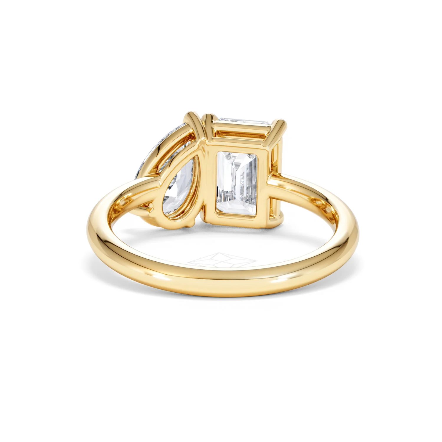 Toi Et Moi 3.00ct Emeraldand Pear Cut Lab Diamond Engagement Ring in 18K Yellow Gold - Image 50
