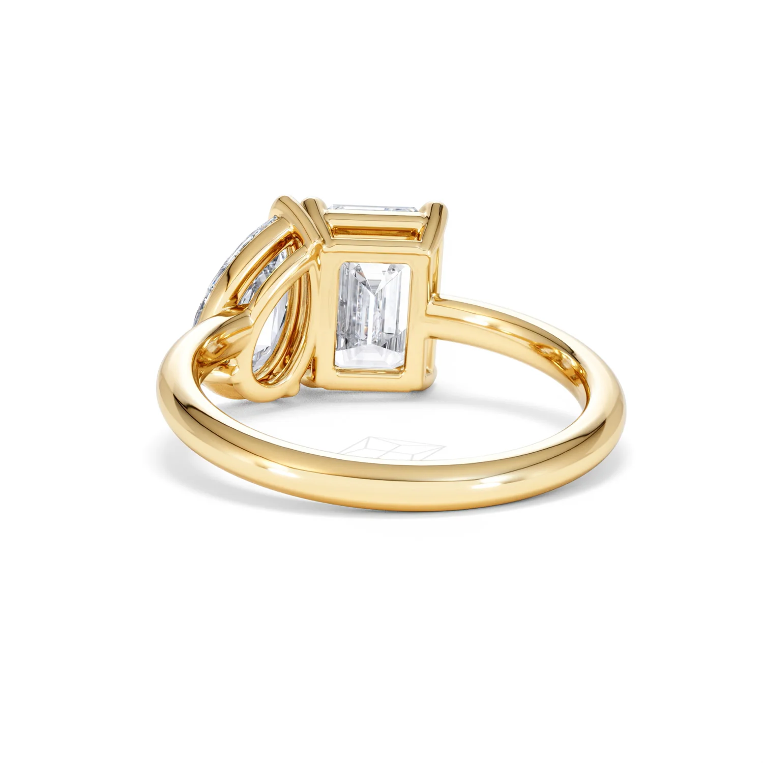 Toi Et Moi 3.00ct Emeraldand Pear Cut Lab Diamond Engagement Ring in 18K Yellow Gold - Image 53