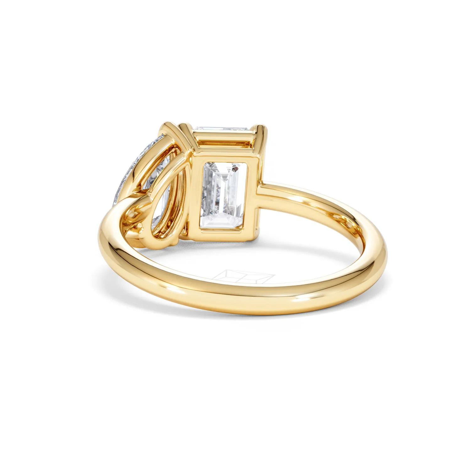 Toi Et Moi 3.00ct Emeraldand Pear Cut Lab Diamond Engagement Ring in 18K Yellow Gold - Image 54