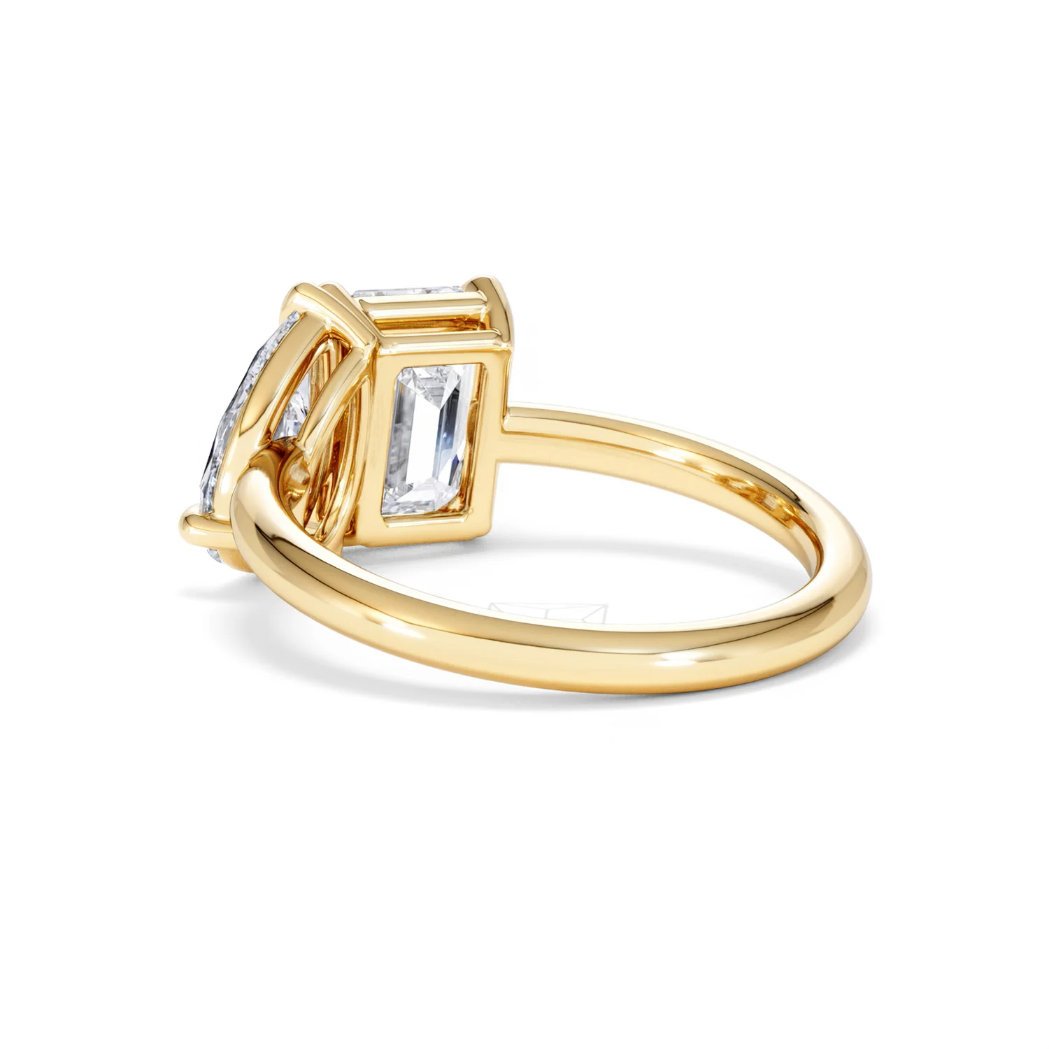 Toi Et Moi 3.00ct Emeraldand Pear Cut Lab Diamond Engagement Ring in 18K Yellow Gold - Image 58