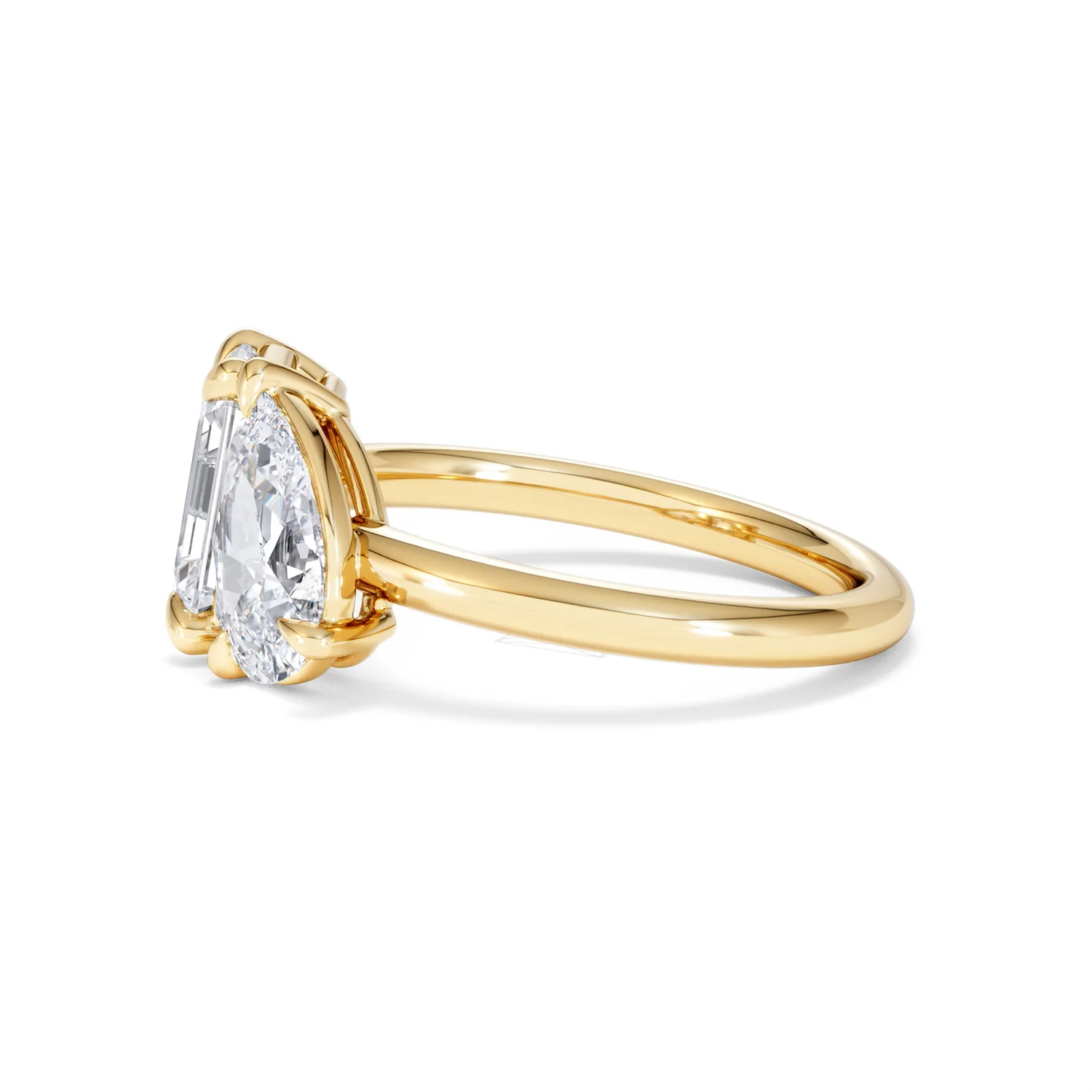Toi Et Moi 3.00ct Emeraldand Pear Cut Lab Diamond Engagement Ring in 18K Yellow Gold - Image 72
