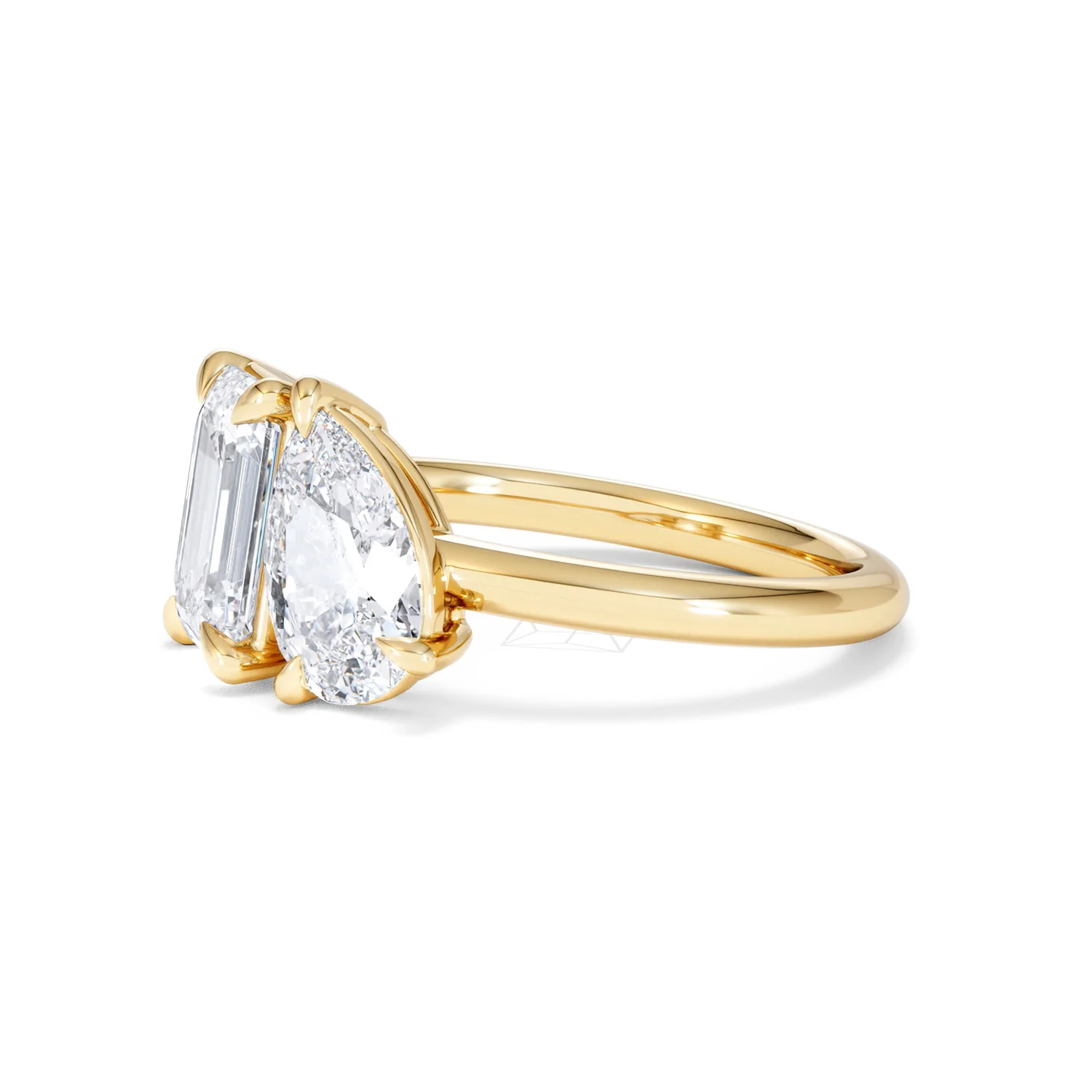 Toi Et Moi 3.00ct Emeraldand Pear Cut Lab Diamond Engagement Ring in 18K Yellow Gold - Image 76