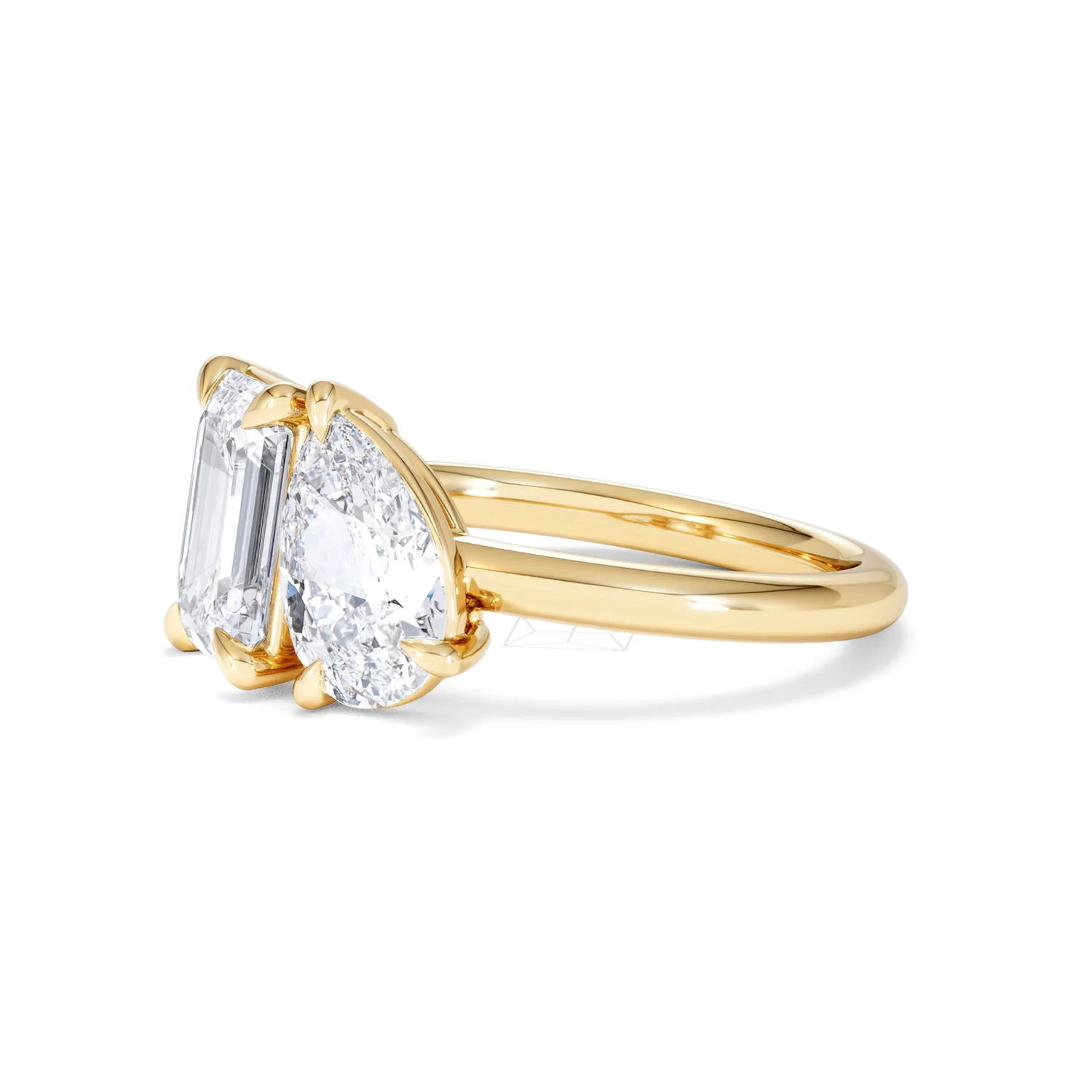 Toi Et Moi 3.00ct Emeraldand Pear Cut Lab Diamond Engagement Ring in 18K Yellow Gold - Image 77
