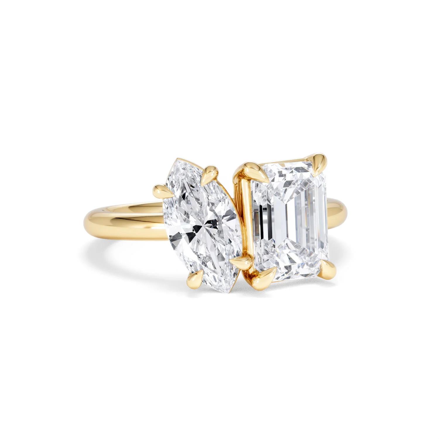 Toi Et Moi 3.00ct Marquise and Emerald Cut Lab Diamond Engagement Ring in 18K Yellow Gold - Image 12